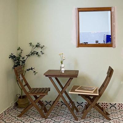 折叠餐桌实木免台安装椅组合便ZM031携桌桌阳木制圆桌学习书花