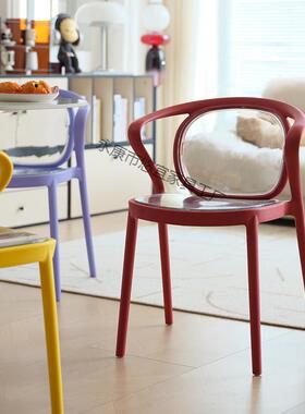 餐椅家用加靠背塑料透明椅现闲代FOD简约休椅餐厅子餐厚桌椅备用