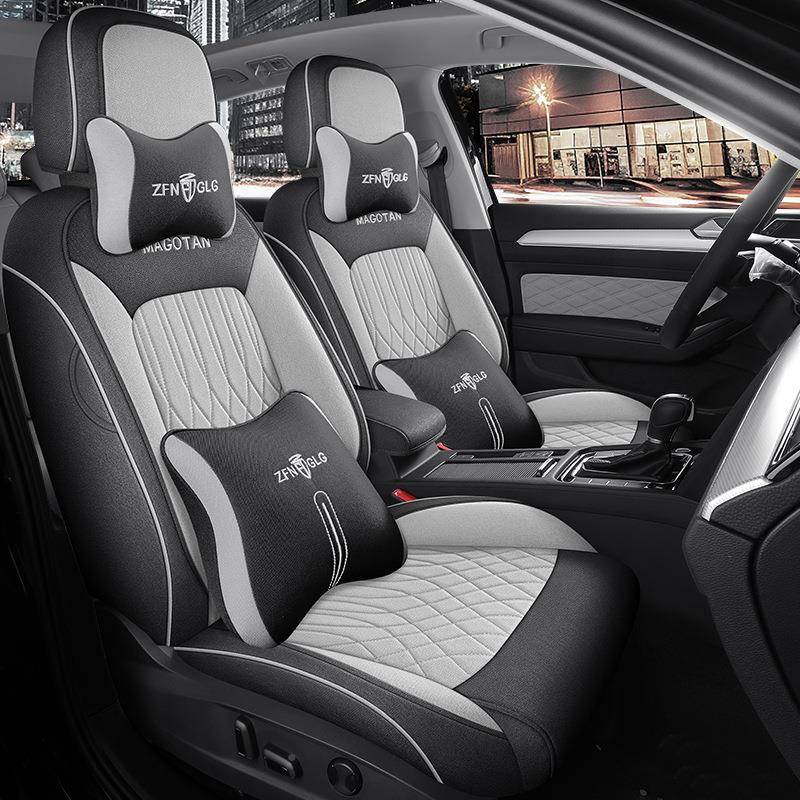 大众新917迈腾专用座垫套四椅季通用亚麻布艺透气车坐全包围汽座