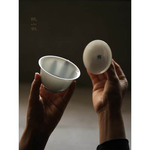 丨二泡代审评盖碗0ml器110ml150m317l薄胎8白瓷青花茶不新品