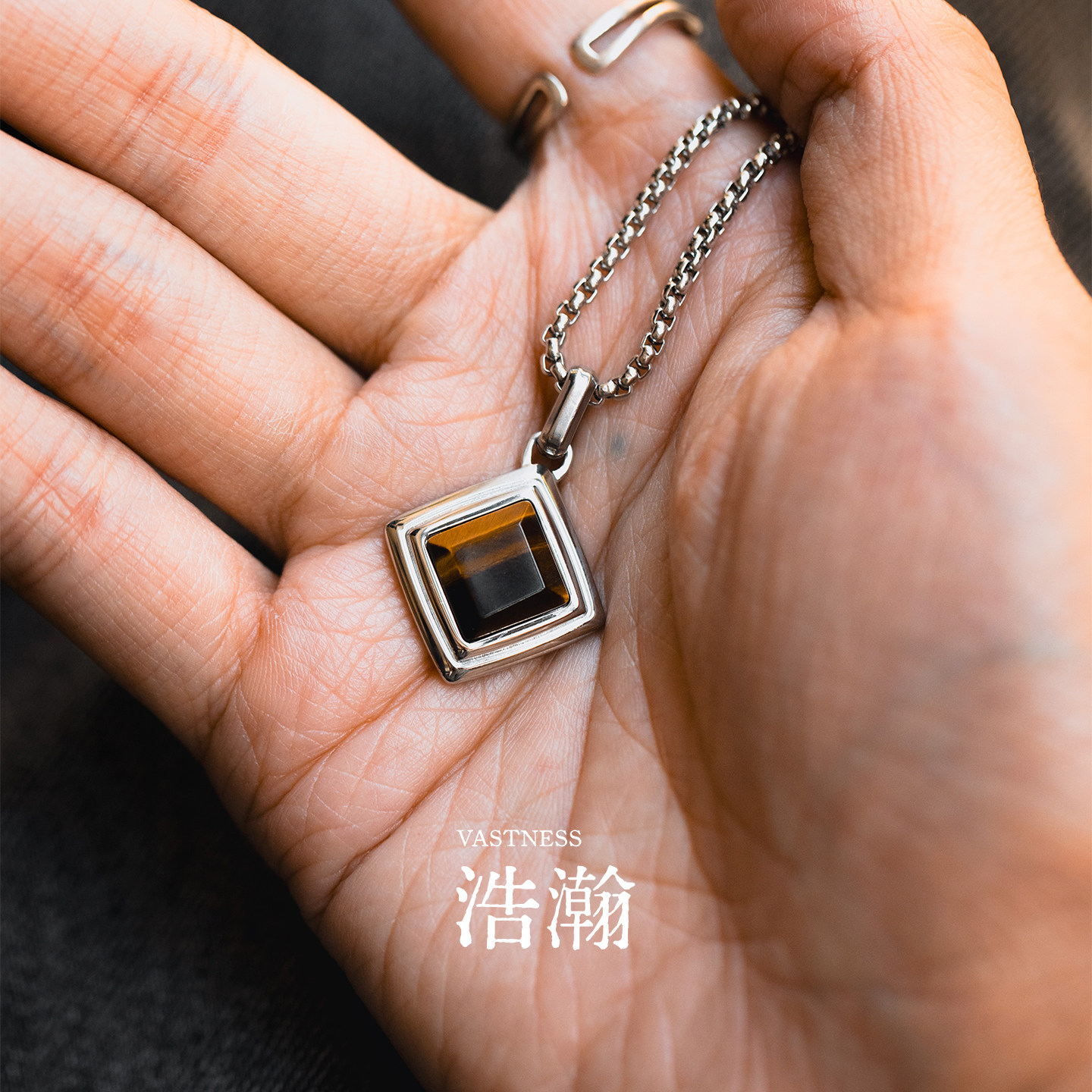 星宇纪原创虎眼石男士轻奢项链图片