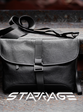 星宇纪 真皮斜挎包男单肩包大容量潮牌托特包通勤挎包休闲包黑色