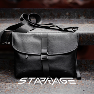 星宇纪 真皮斜挎包男单肩包大容量潮牌托特包通勤挎包休闲包黑色