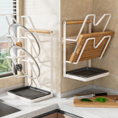 速发锅盖置子免打孔厨房置物架壁器式 多功能放架架神挂菜板收纳架