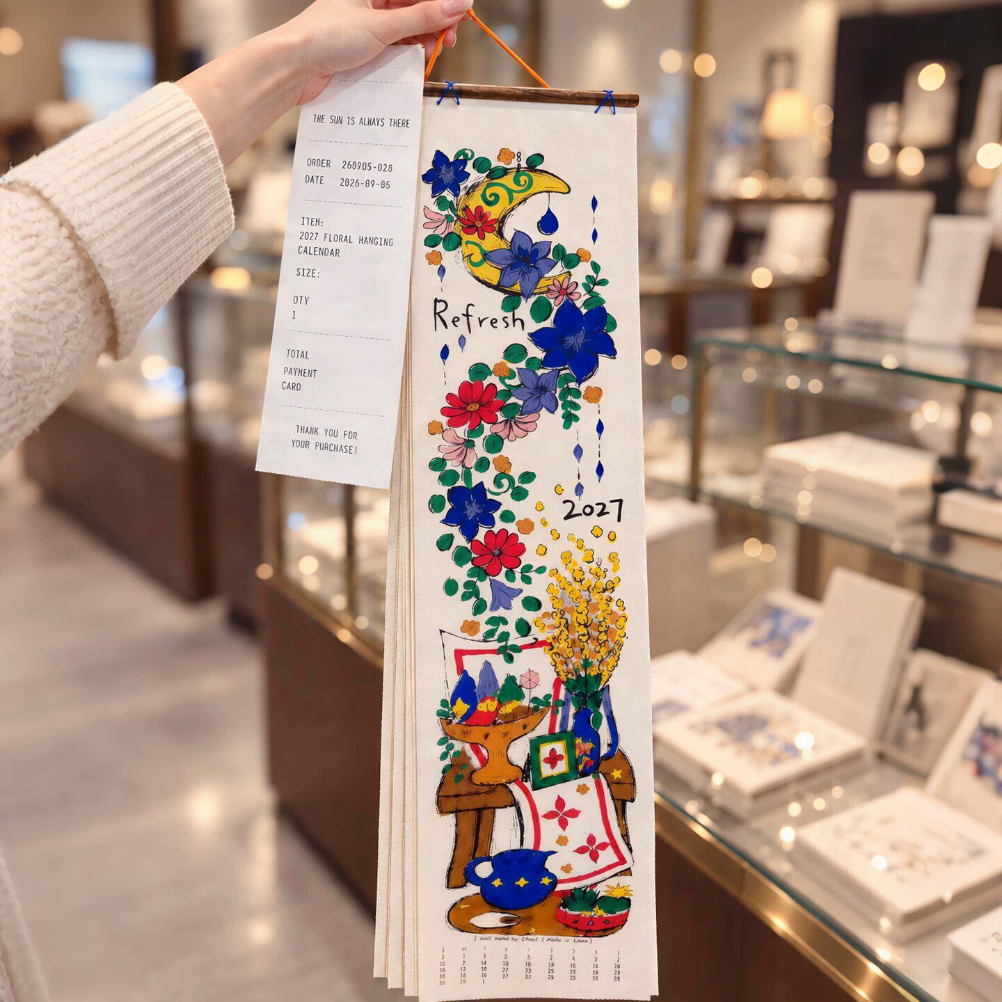 一路生花！2027年尼泊尔日历手绘涂鸦花朵插画挂历长款房间小装饰