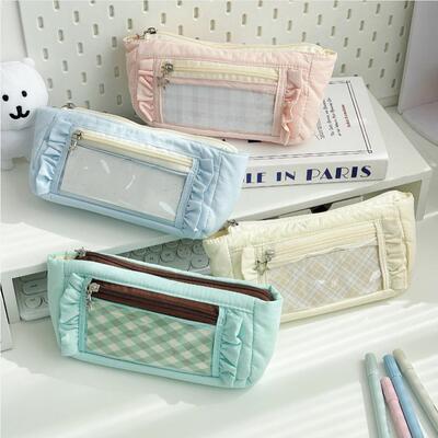 小红书同款奶huhu花边笔袋薄荷绿