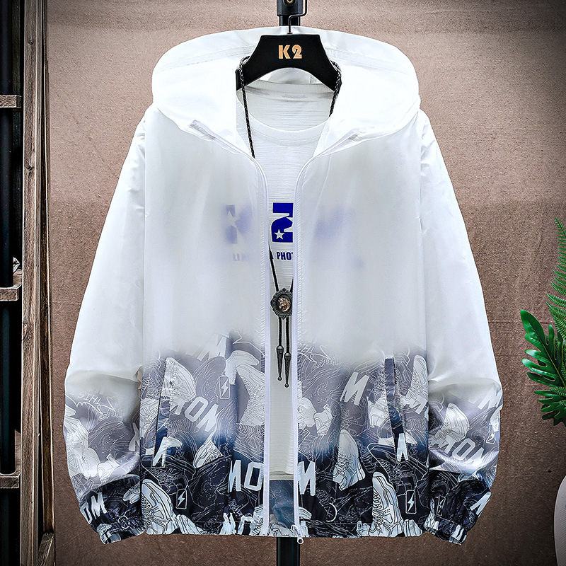 渐变连帽冰丝防晒衣男夏季超薄凉感皮肤衣服抗紫外线时尚潮牌外套