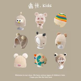 宝宝冬季帽子防护面罩防风围脖巾一体宝宝加绒男女童保暖帽骑车