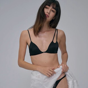 法式 真丝不规则镂空三角杯细带时尚 前搭扣内衣文胸 fall新款 the