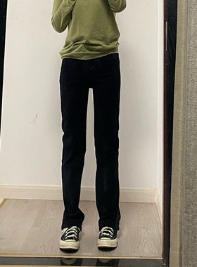 张好好阔腿裤复古黑灰色宽松小裤脚直筒中高腰显瘦牛仔长裤欧美女