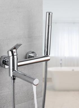 N5全铜浴水龙头黑色21532冷热淋缸浴龙头银花套装洒枪灰色色简易