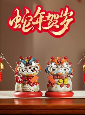 2025年蛇年摆件吉祥物陶瓷茶宠塔香香炉线香插新年礼物创意小礼品