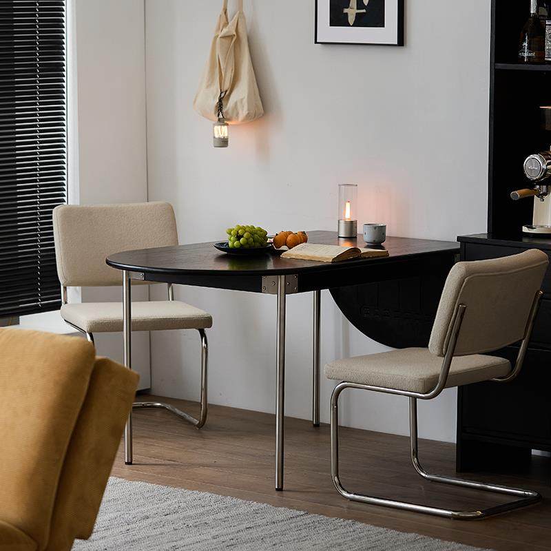 北欧全实木家用椭圆半圆折叠桌橡木小户型伸缩饭桌简约餐桌椅组合