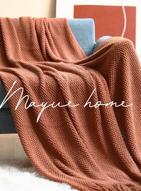 manyujiia in Wind客厅沙发毯子扔针织菠萝格子小睡毯子沙发休闲