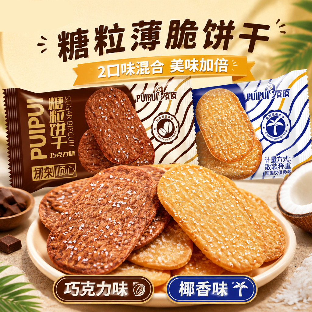 【40包】椰香/巧克力味糖粒薄脆