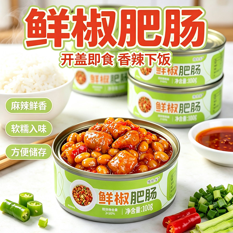 鲜椒肥肠全熟卤大肠即食下饭菜