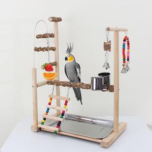 鹦鹉磨砂站杆站架树枝落地玄风专用桌面站皮花椒抓架子磨木棒