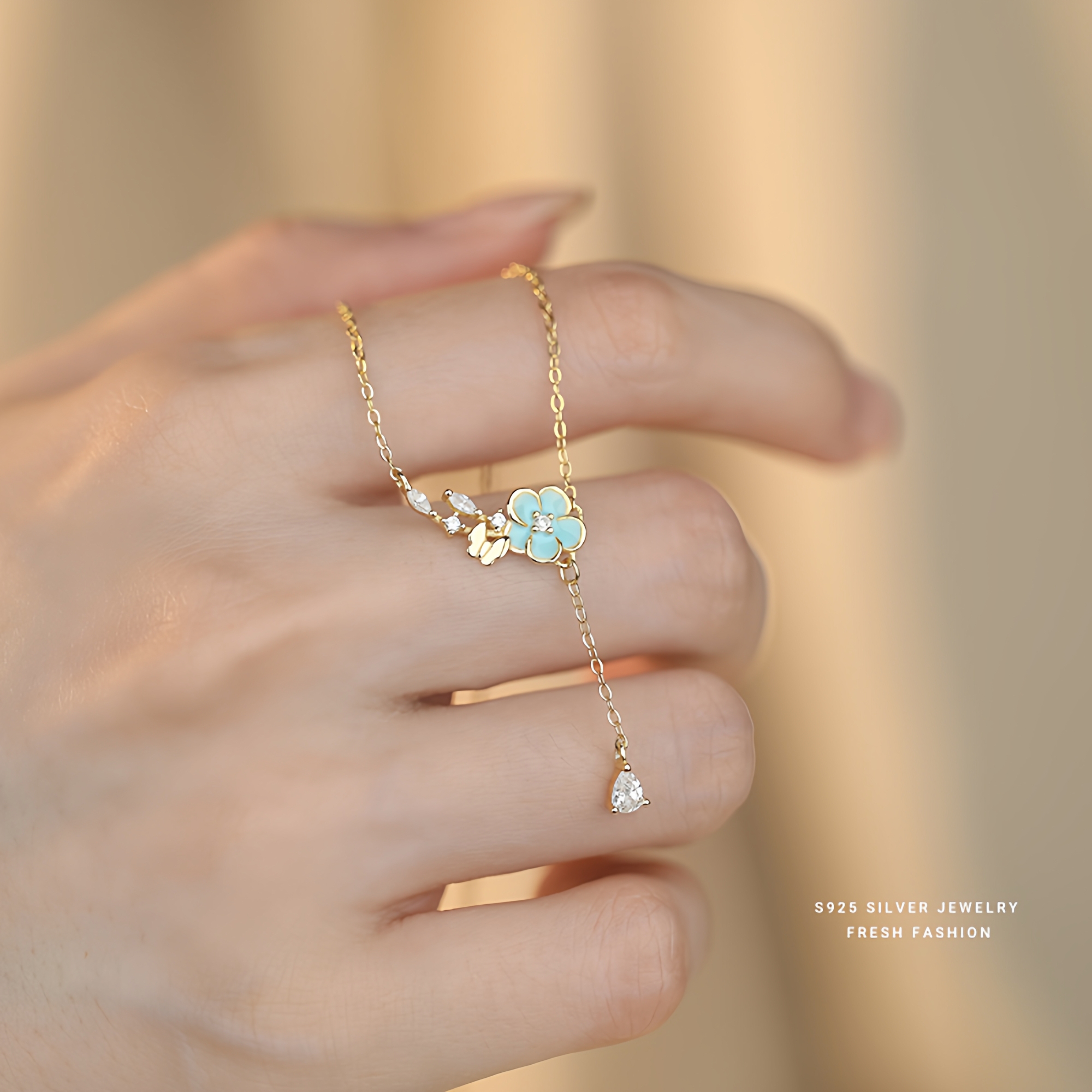 「原创设计师」山茶花项链女款纯银轻奢小众高级感生日520情人节