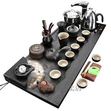 乌石茶盘茶具套装家用流水套装现代简约陶I瓷紫砂雾化小茶台整套