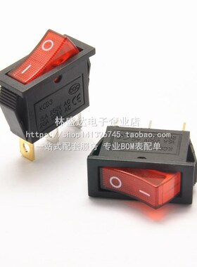 薄船型开关 KCD3-101N KCD2 13*30MM 红色带灯 3脚2档 15A/250V