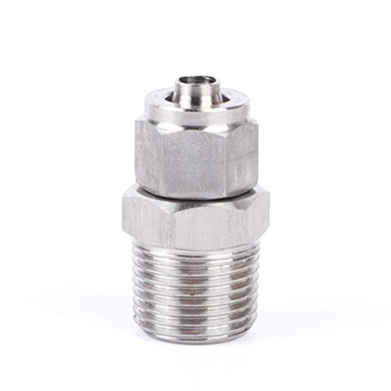 304不锈钢快拧直通接头气管螺纹PU尼龙软管快速锁母式