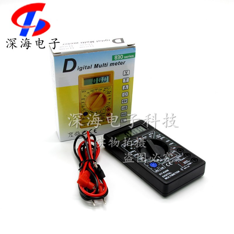 DT830B数字万用表 万能表测电压 电阻二极管三极管 表笔 不带电池