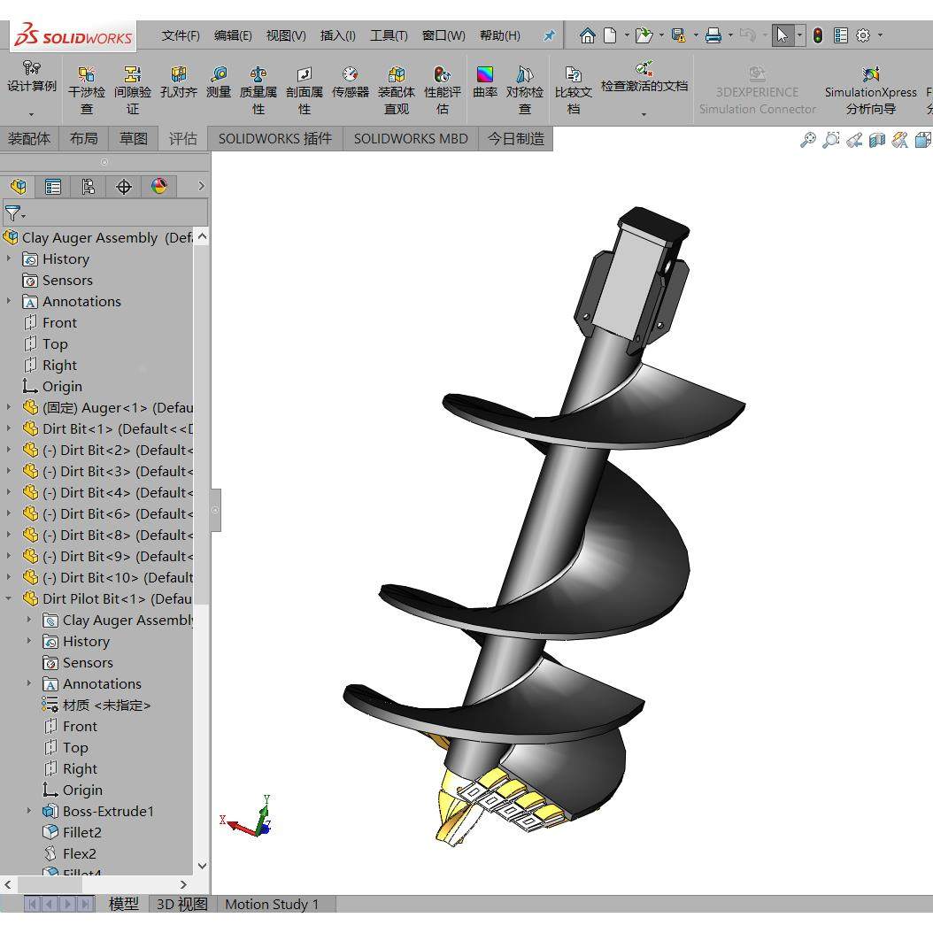 泥土钻头3d模型麻花钻头绞龙solidworks图纸资料素材【483】