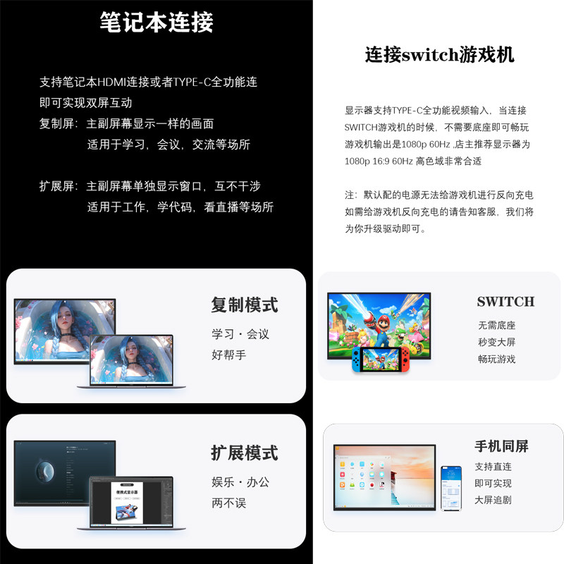 4K 휴대용 디스플레이 16인치 PS5 스위치 외부 확장 노트북 터치 소형 보조 화면