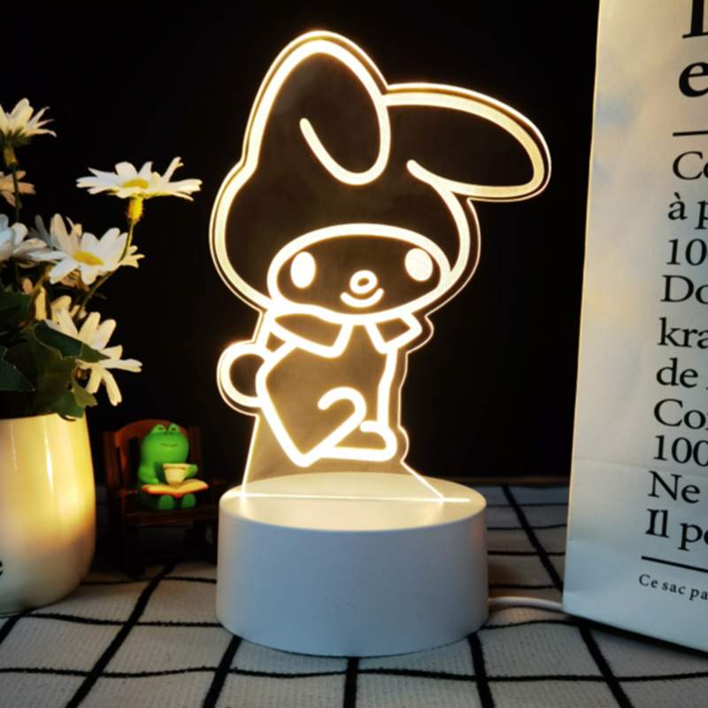 跨境海外热销新奇特3D小夜灯七彩氛围灯三丽鸥库洛米系列LED台灯