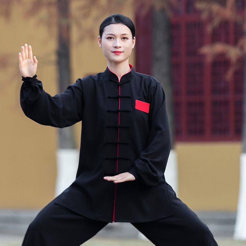 争风华太极服女款黑色八段锦新款高端春秋季太极拳练功服套装男款