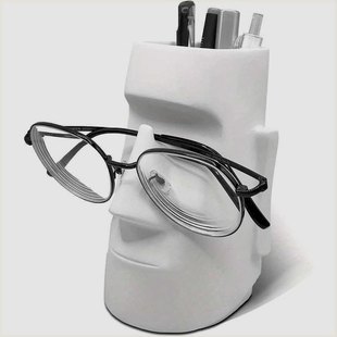 眼镜放置架创意神秘摩艾石像笔筒拜见复活岛石像石膏工艺品桌面架