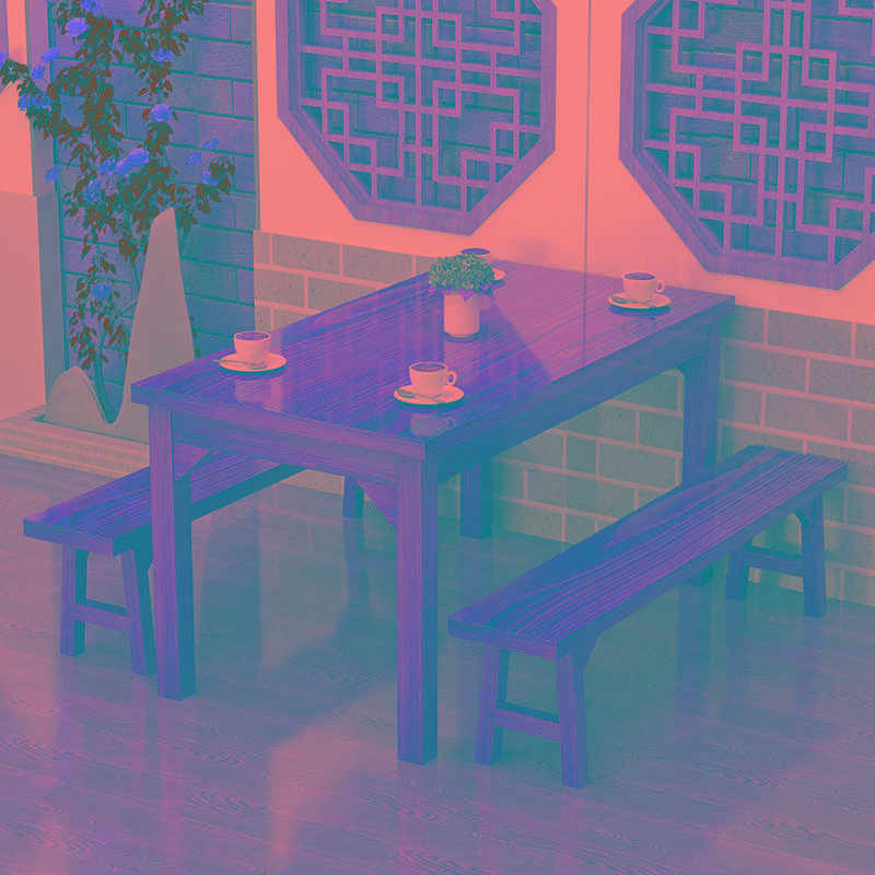 饭店桌椅餐厅快餐桌椅复古面馆小吃烧烤火锅店碳化实木餐桌椅