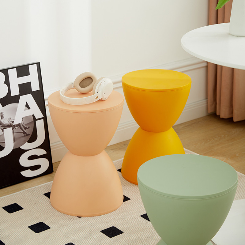 北欧塑料凳子门口换鞋凳网红梳妆凳家用客厅圆凳可移动创意王子凳