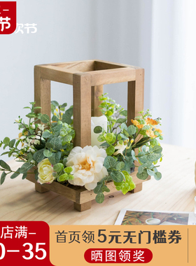 阿楹 原木风烛台婚礼桌布置摄影道具花ins森系装饰茶几甜台摆件