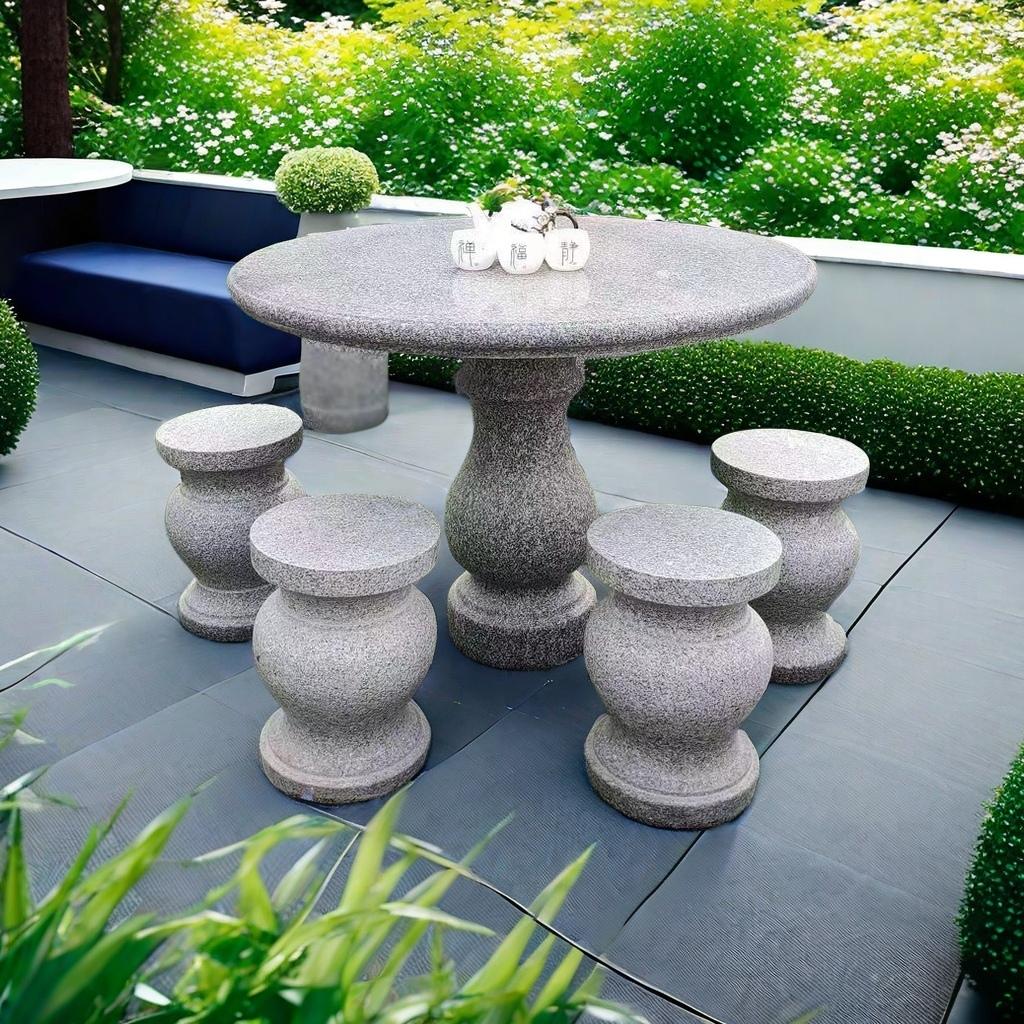 花岗岩石桌石凳公园大理石桌椅桌子天然高端家用别墅花园户外庭院