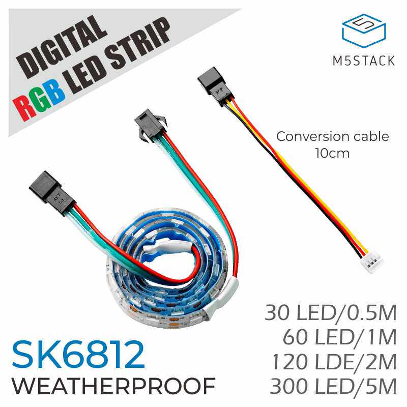 官方M5Stack RGB LED Strip可编程灯带 SK6812 灯条滴胶防水