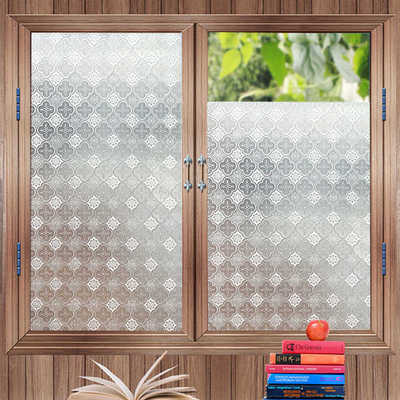 静电复古海棠花窗户磨砂玻璃贴纸防走光防窥卫生间透光不透明贴膜