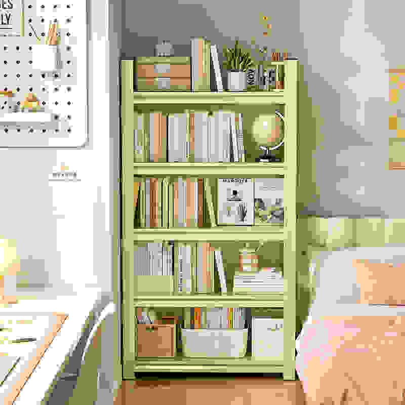 书架落地置物架家用飘窗收纳图书馆钢制简易书柜一体靠墙儿童书架