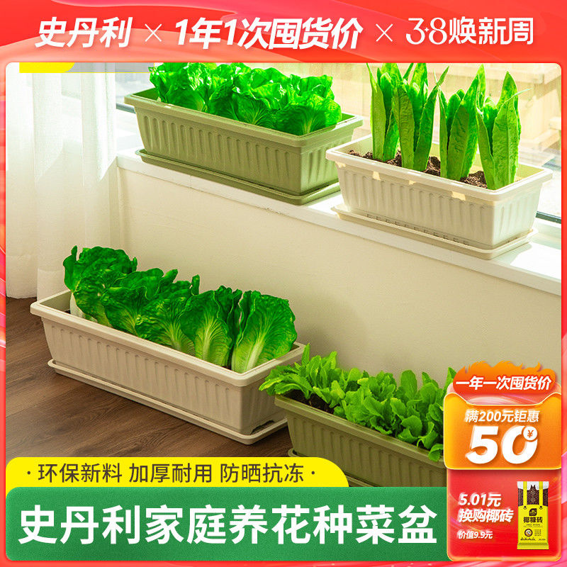 史丹利阳台种菜盆专用家用花盆室内长方形塑料长条蔬果盆栽专用盆