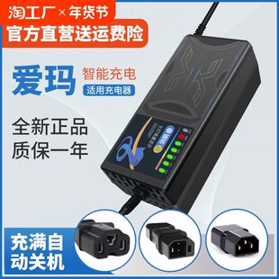 适用爱玛电动车电瓶充电器48V12AH60V72V20A新国插头石墨烯通用