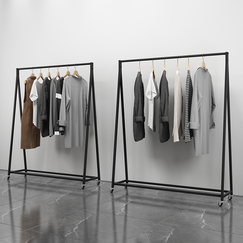 加粗铁艺服装店展示挂衣架落地式带轮可移动龙门架家用服装架定制