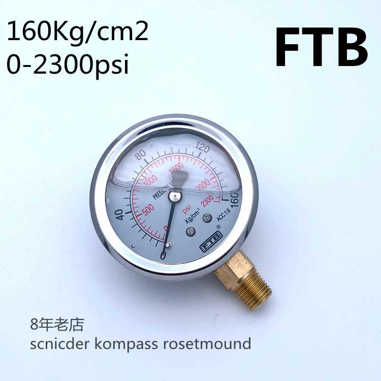 FTB不锈钢立式压力表0-160Kg/cm2液压表2300psi油压表323.11.22