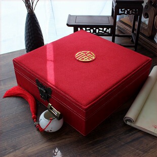 首饰盒新婚礼物红色结婚三金礼品盒防氧化戒指盒双层婚庆手镯盒项