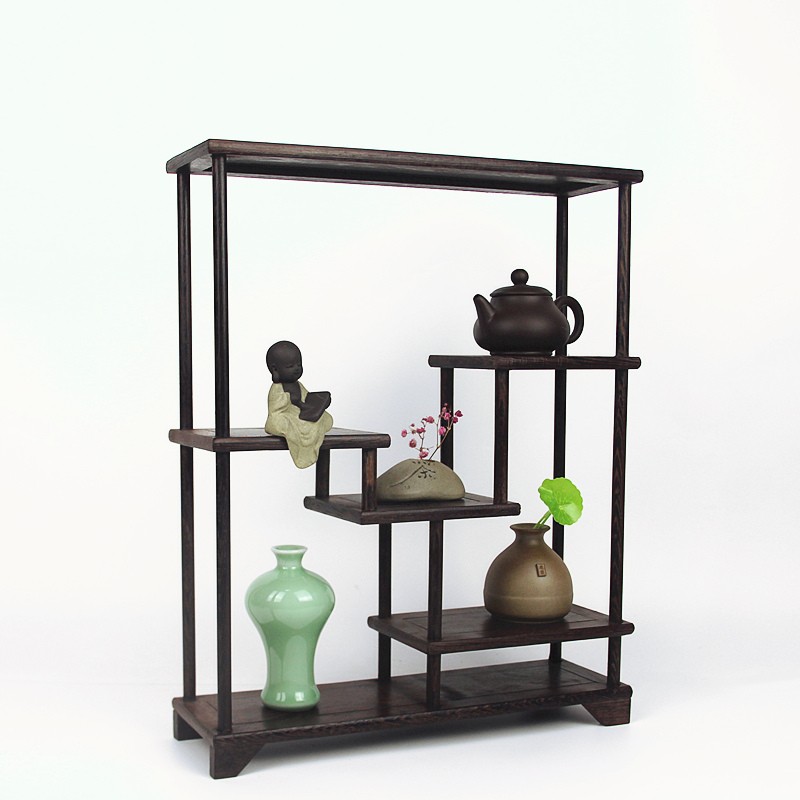 鸡翅木博古架实木中式小多宝阁紫砂茶壶茶具架子置物架摆件展示架