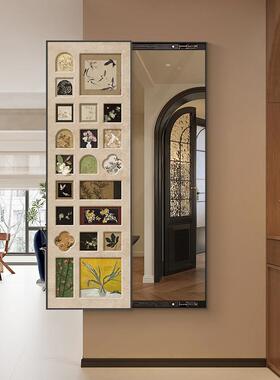 百联中古风暗藏拉式全身镜装画饰玄UXK可推隐形穿衣镜壁画关镜子