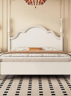 美式复无品牌/古实床法式奶油简白色木婚床主卧双人床现代约女公