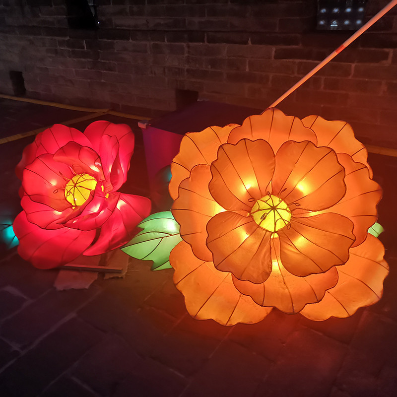 自贡彩灯春节开合花朵花灯精工