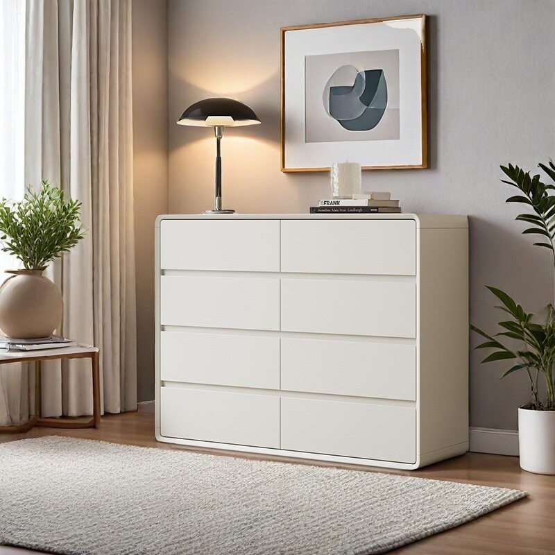 实木斗柜卧室简约现代置物柜客厅靠墙储物柜八斗柜抽屉柜白儿童L^