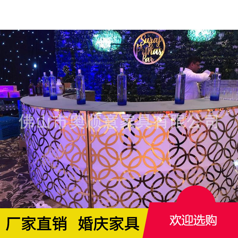 LED发光玻璃不锈钢接待前台图片