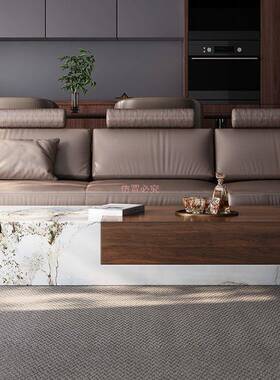 豪华意式轻奢岩茶现代极简方形茶NKO几客板厅几小型中户古茶几